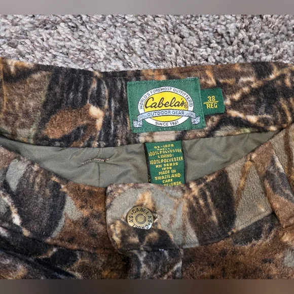 Cabela's Mid Season Fleece / Lined Camouflage Cargo Pants- Size 38 REG - Picture 3 of 6